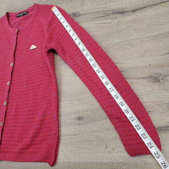 Monte Carlo Merino Wool Blend Cardigan Sweater Button 38 Pink Fisherman Preppy - Picture 10 of 13